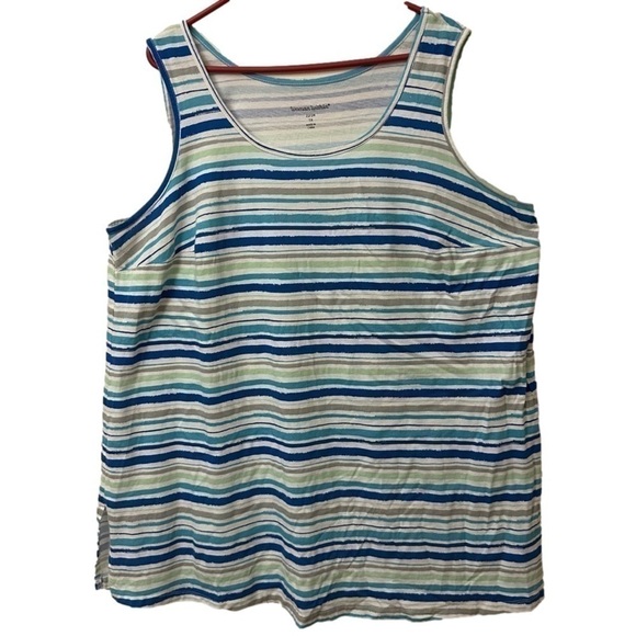 WOMAN Within Plus Size 1X , 22 / 24 Striped Tank Top - Picture 1 of 6